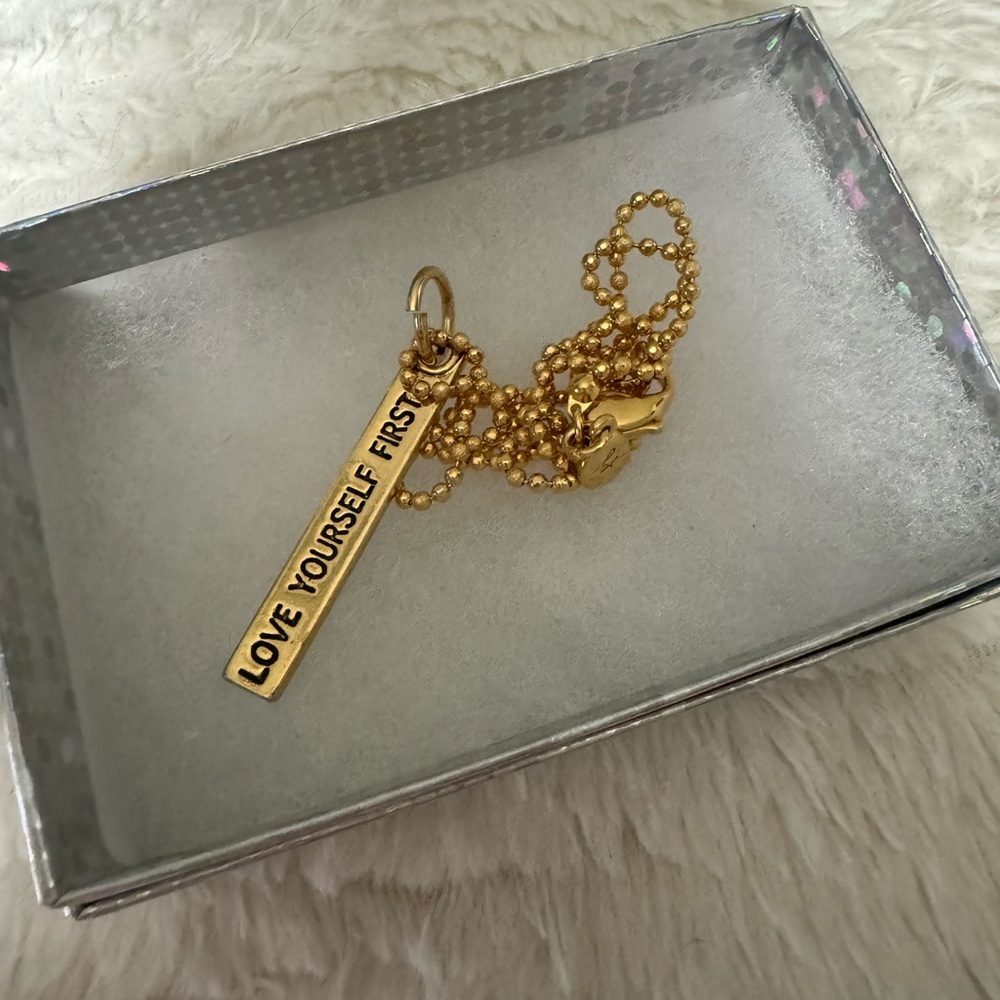 Love yourself first gold plated pendant necklace